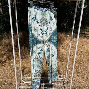 Etro 100% silk printed trousers 44